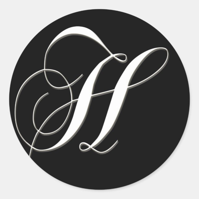 Sticker Rond H monogramme - élégant noir et blanc (Devant)