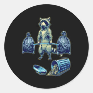Sticker Rond Habillement Raccoon Poids Bodybuilding Convient
