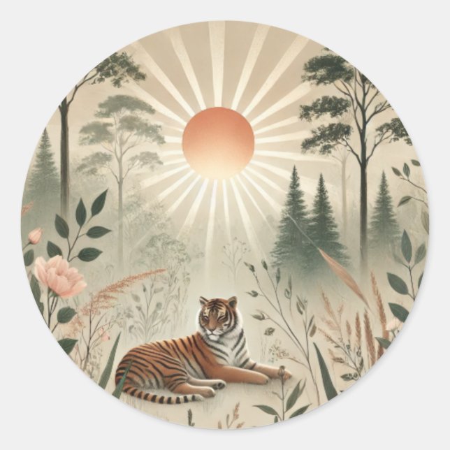 Sticker Rond Habitat du tigre (Devant)