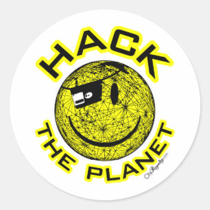Sticker Rond Hack the Planet