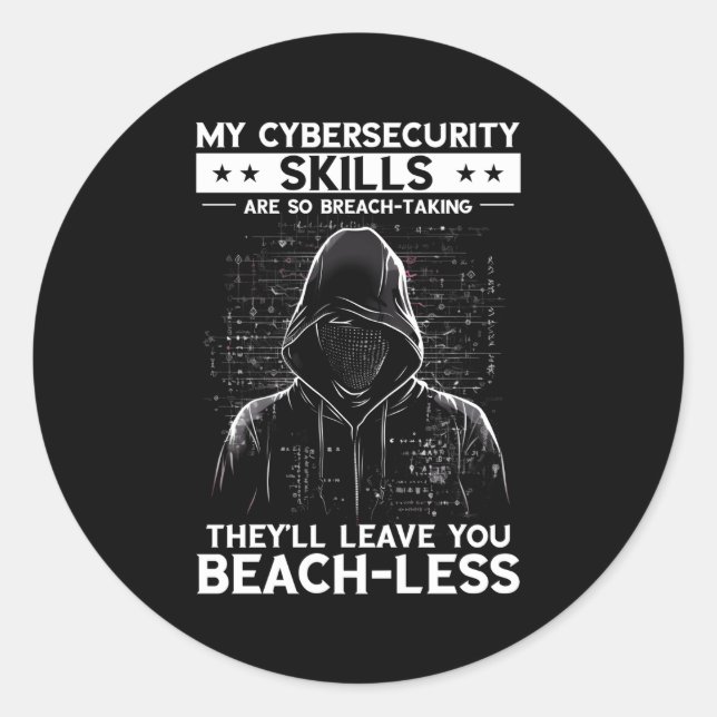 Sticker Rond Hacker Blanc Pour Le Cyber-Guerrier Et Hacker Éthi (Devant)