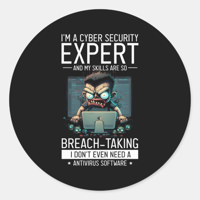 Sticker Rond Hacker Blanc Pour Le Cyber-Guerrier Et Hacker Éthi (Devant)