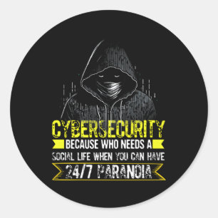 Sticker Rond Hacker Blanc Pour Le Cyber-Guerrier Et Hacker Éthi