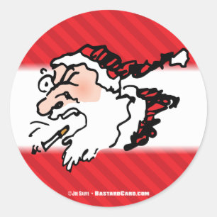 Sticker Rond Hackin Père Noël Drôle Cartoon