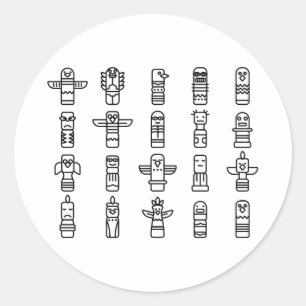 Sticker Rond Haida Animaux Autochtones Indiens Haïda Autochtone