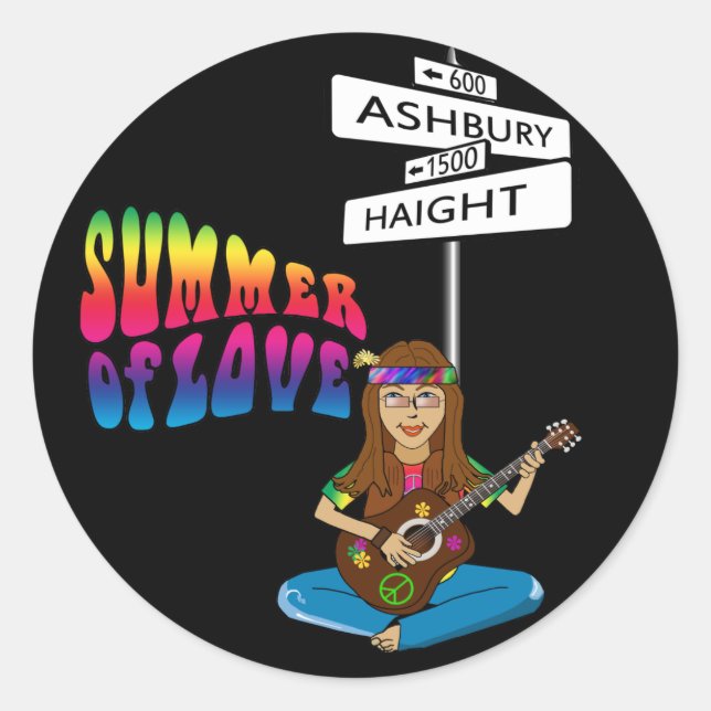 Sticker Rond Haight Ashbury Été d'amour (Devant)