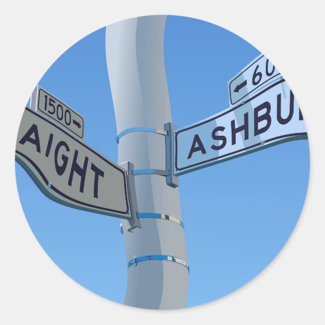 Sticker Rond Haight Ashbury Warp (Devant)