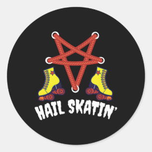 Sticker Rond Hail Skatin' Satan Punk Roller de patinage Derby