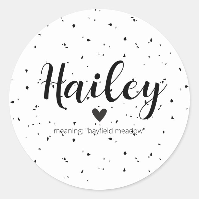 Sticker Rond Hailey Nom Révélation Signification Minimal Modern (Devant)