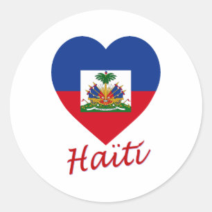 Sticker Rond Haïti Coeur du drapeau