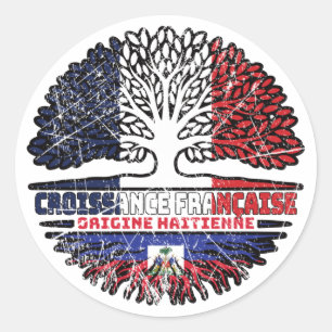 Sticker Rond Haïti Haïti France drapeau des racines de l'arbre