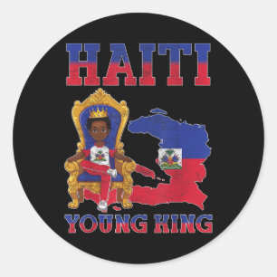 Sticker Rond Haïti Jeune Roi Drapeau Jour Melanin Pour Blac