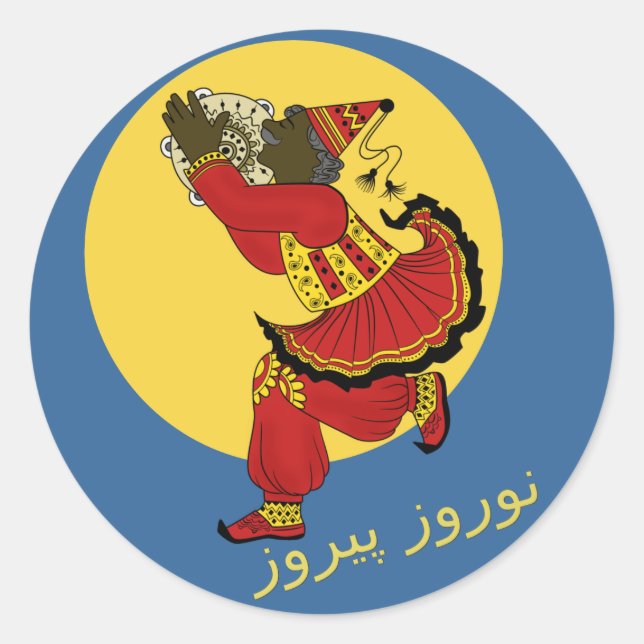 Sticker Rond Haji Pirooz Ciel bleu Nouvel An persan (Devant)