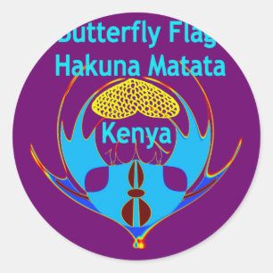 Sticker Rond "Hakuna Matata Kenya" Papillon Art Imprimer/Graphi