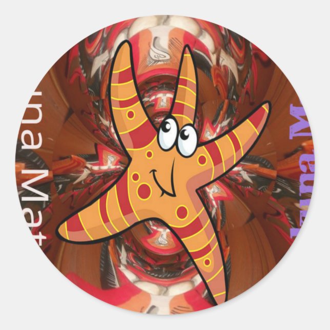 Sticker Rond Hakuna Matata Starfish Design (Devant)