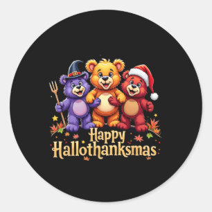 Sticker Rond Hallothanksmas Porte L'Halloween Thanksgiving Ch