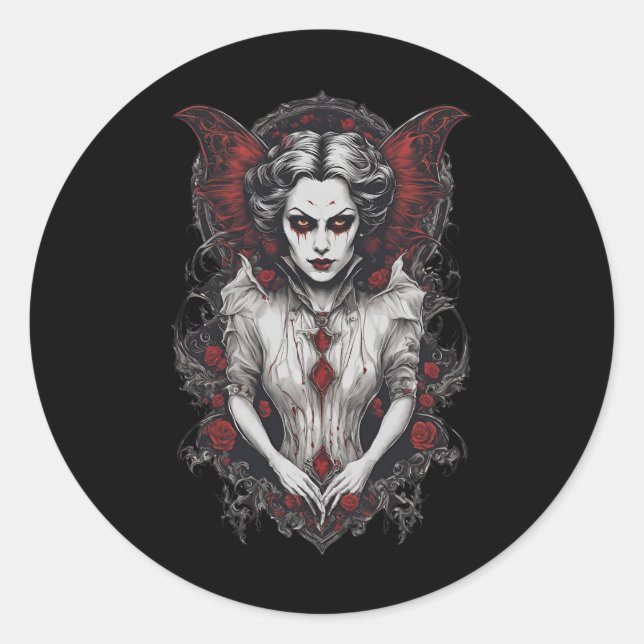 Sticker Rond Halloween 13 vampire, horreur, vampire terrifiant1 (Devant)