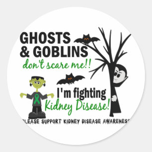 Sticker Rond Halloween 1 Guerrier de la maladie du rein