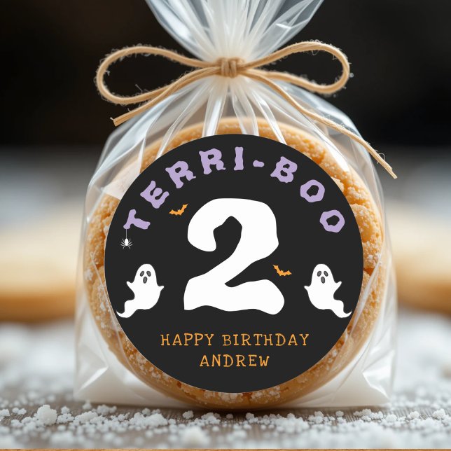 Sticker Rond Halloween 2e anniversaire Terri-Boo Twos Ghost got (Halloween 2nd Birthday Terri-Boo Twos Ghost Gothic Classic Round Sticker
)
