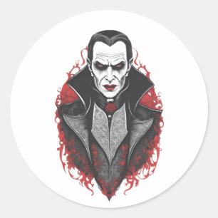 Sticker Rond Halloween 9 vampire, monstre effrayant, horreur,
