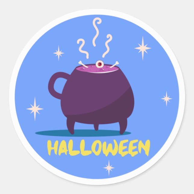 Sticker Rond Halloween à la brosse de sorcière (Devant)