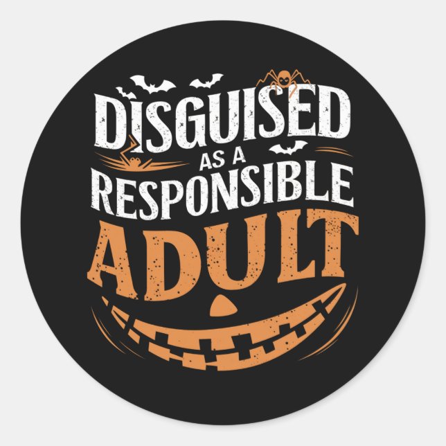 Sticker Rond Halloween Adulte Responsable (Devant)