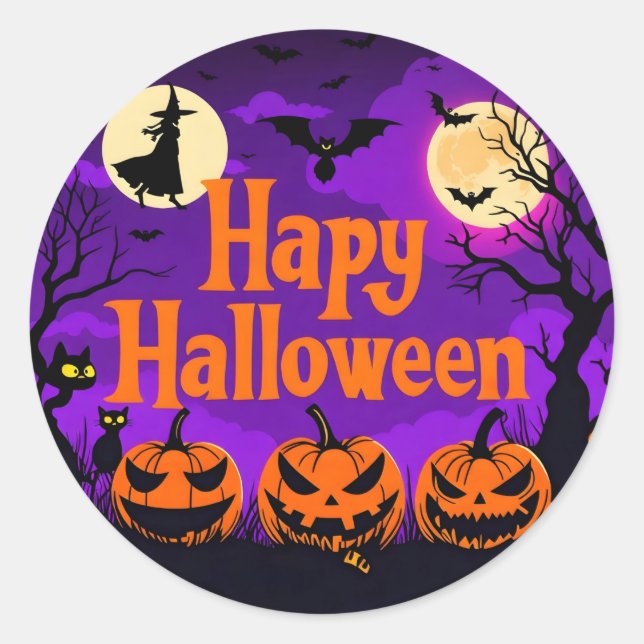 Sticker Rond Halloween amusant et heureux (Devant)