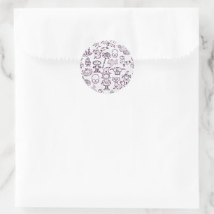 Sticker Rond Halloween amusant violet