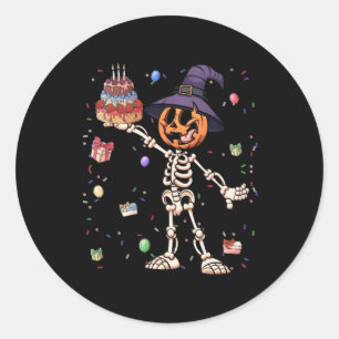 Sticker Rond Halloween Anniversaire tenue Marionnette Squelette