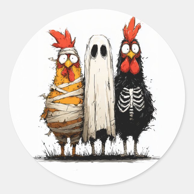 Sticker Rond Halloween Bash Déplaisant de Cluckin (Devant)
