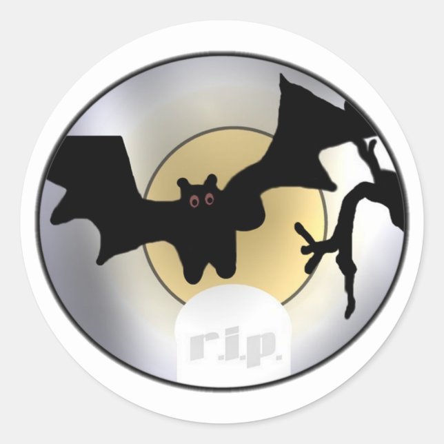 Sticker Rond Halloween Bats RIP (Devant)