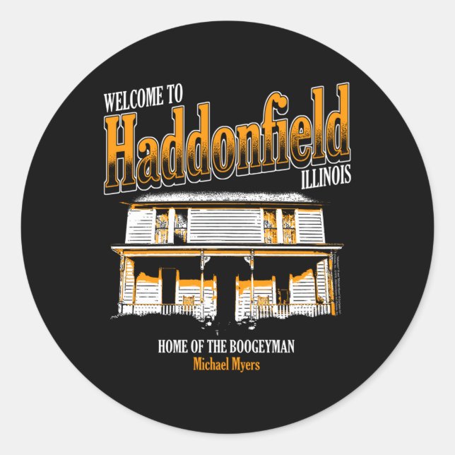 Sticker Rond Halloween Bienvenue À Haddonfield (Devant)