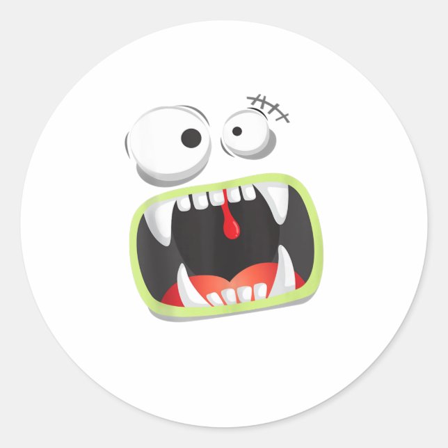 Sticker Rond Halloween Big Monster Face Drôle (Devant)