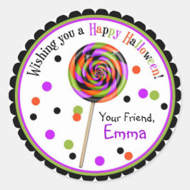 Sticker Rond Halloween bonbons Trou Ou Traiter Lollipop