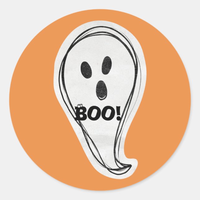 Sticker Rond Halloween Boo Ghost (Devant)