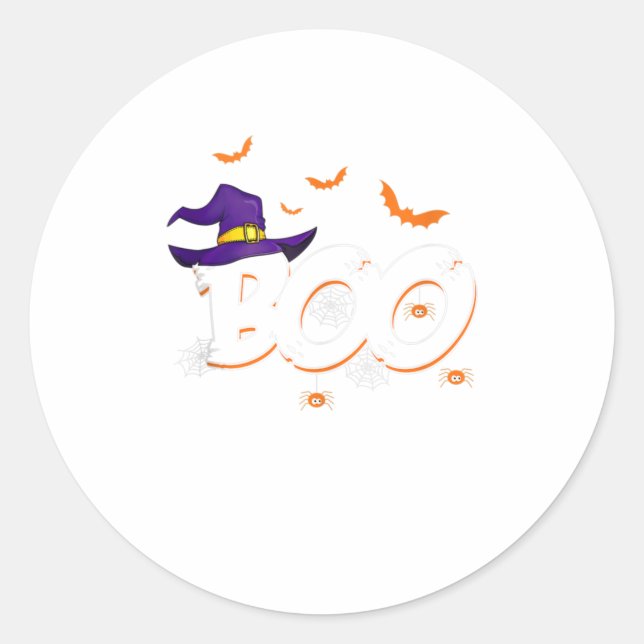 Sticker Rond Halloween Boo sorcière cadeau Casquette Spider Tri (Devant)