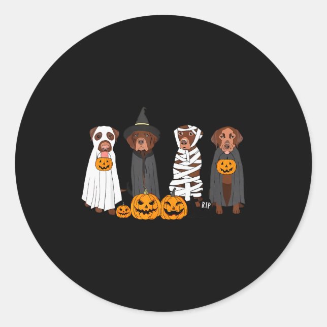 Sticker Rond Halloween Brown Labrador Ghost Soky Chocolate Lab  (Devant)