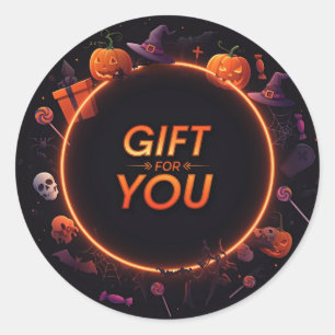 Sticker Rond Halloween "Cadeau pour toi"