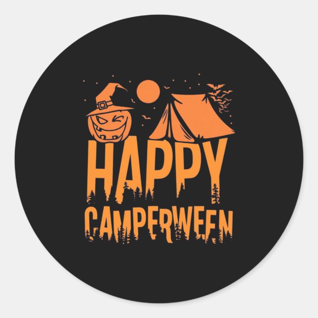 Sticker Rond Halloween Camper Nature (Devant)