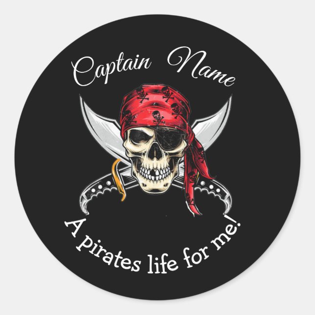 Sticker Rond Halloween Capitaine noire Pirate Légende (Devant)