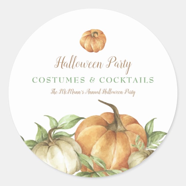 Sticker Rond Halloween Citrouille automne (Devant)