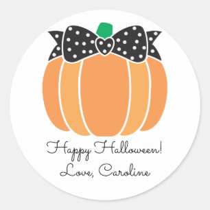 Sticker Rond Halloween Citrouille Bow Girly Favoriser le sac de