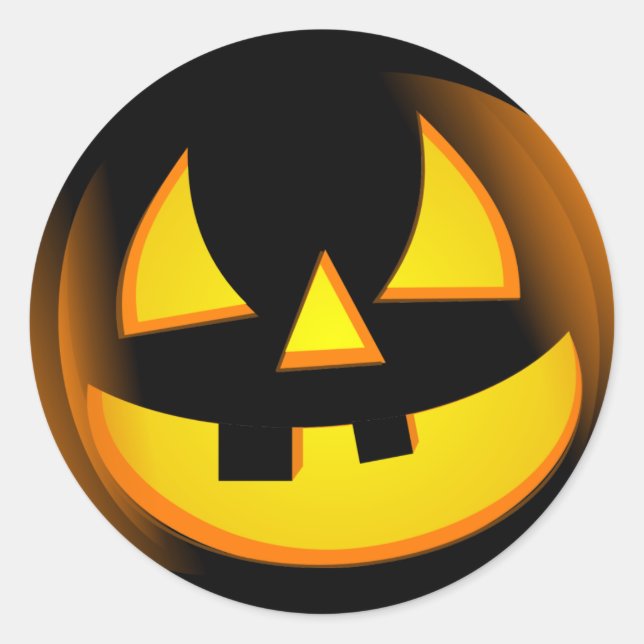 Sticker Rond Halloween - Citrouille Éffrayant (Devant)