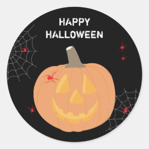 Sticker Rond Halloween Citrouille Happy Halloween
