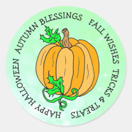 Sticker Rond Halloween Citrouille Lime Green Automne saison