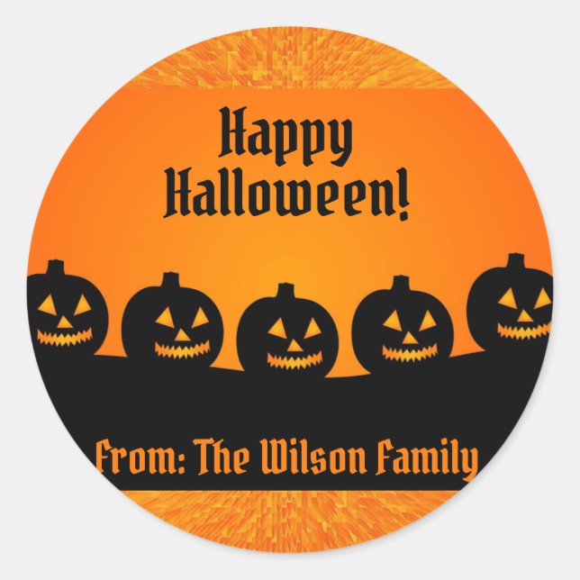 Sticker Rond Halloween Citrouille Orange Éffrayant Silhouette p (Devant)