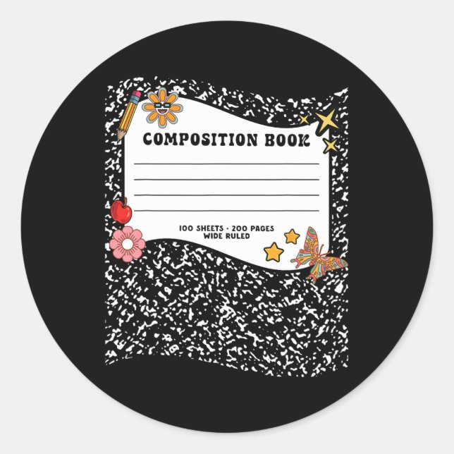 Sticker Rond Halloween Composition Carnet du livre Funny Enseig (Devant)