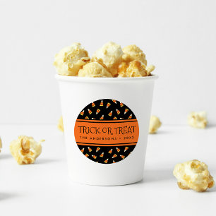 Sticker Rond Halloween Corn Corn Trick personnalisé ou traiteme