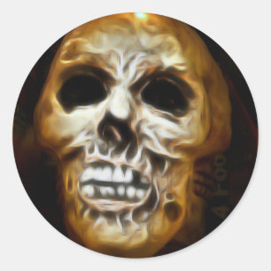 Sticker Rond Halloween crâne déplaisant