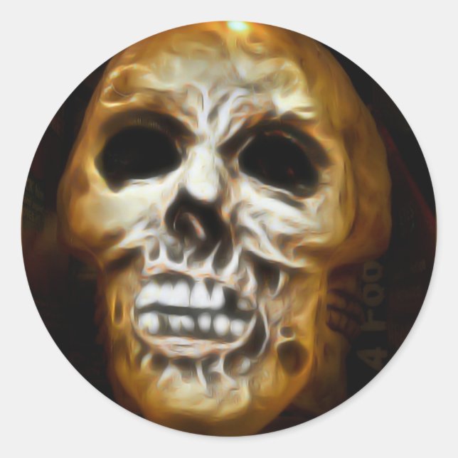 Sticker Rond Halloween crâne déplaisant (Devant)